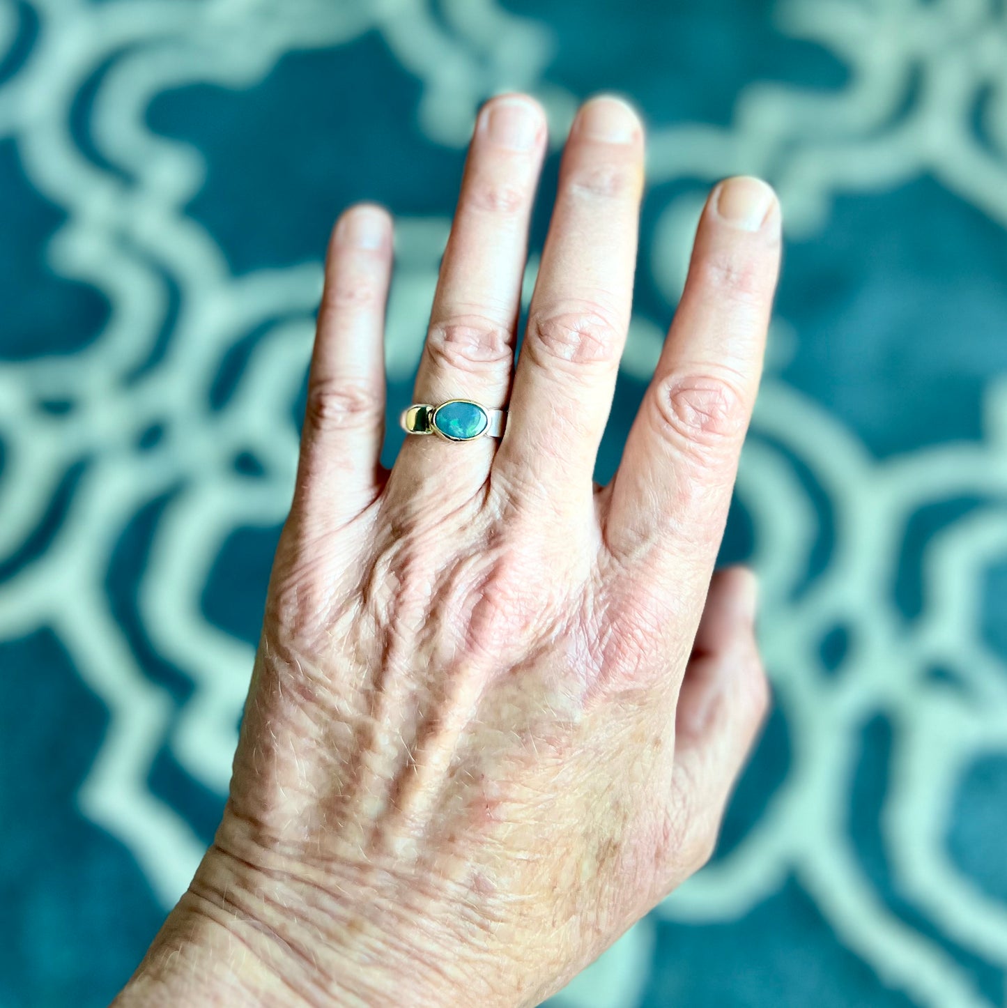 Natural Australian Black Opal (Lightning Ridge) Ring