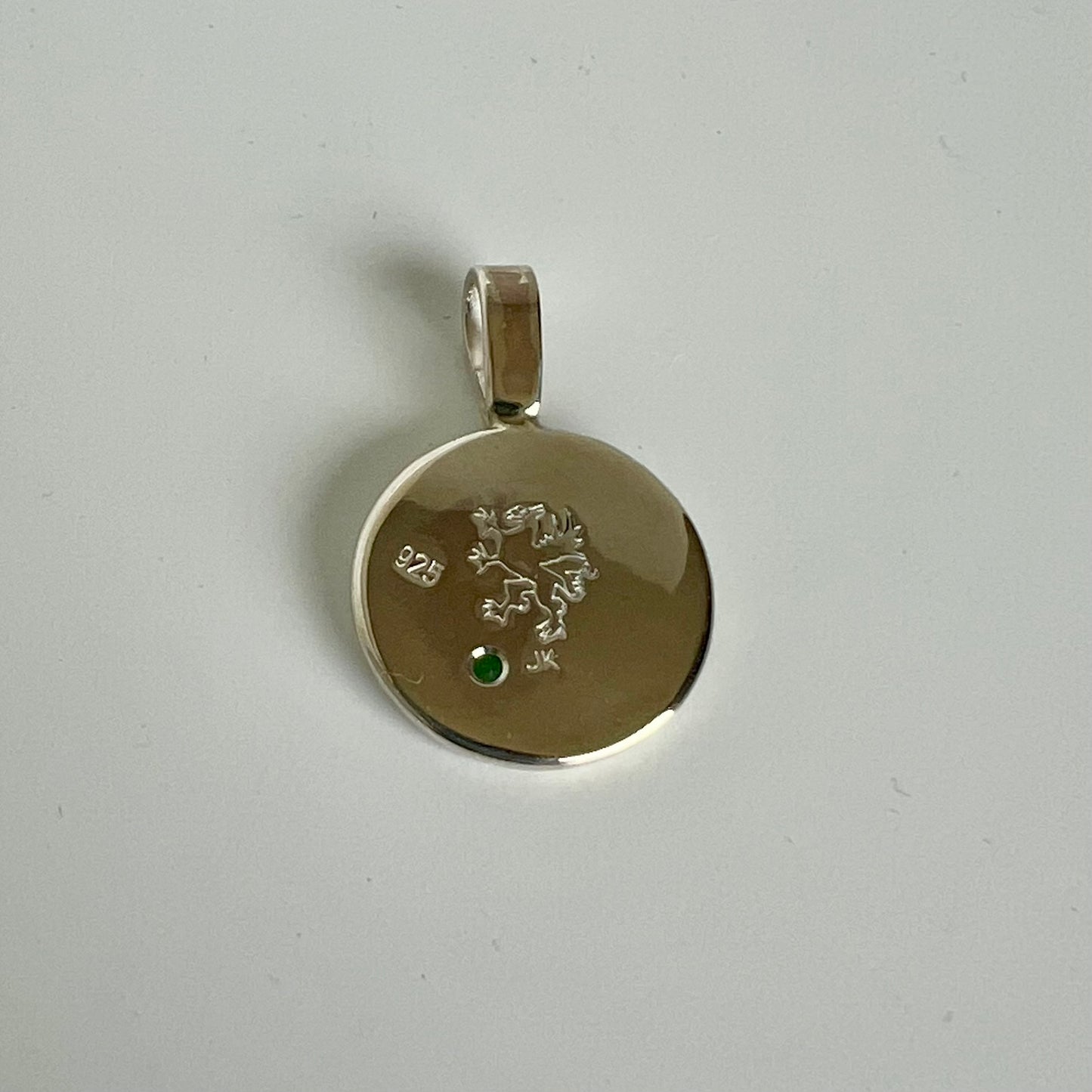 Sterling Silver and Emerald Disc Pendant