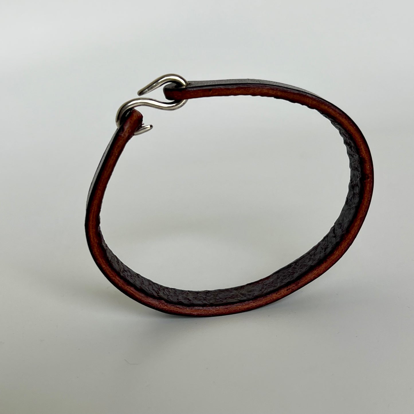 Genuine Leather & Sterling Silver Hook Clasp Bracelet
