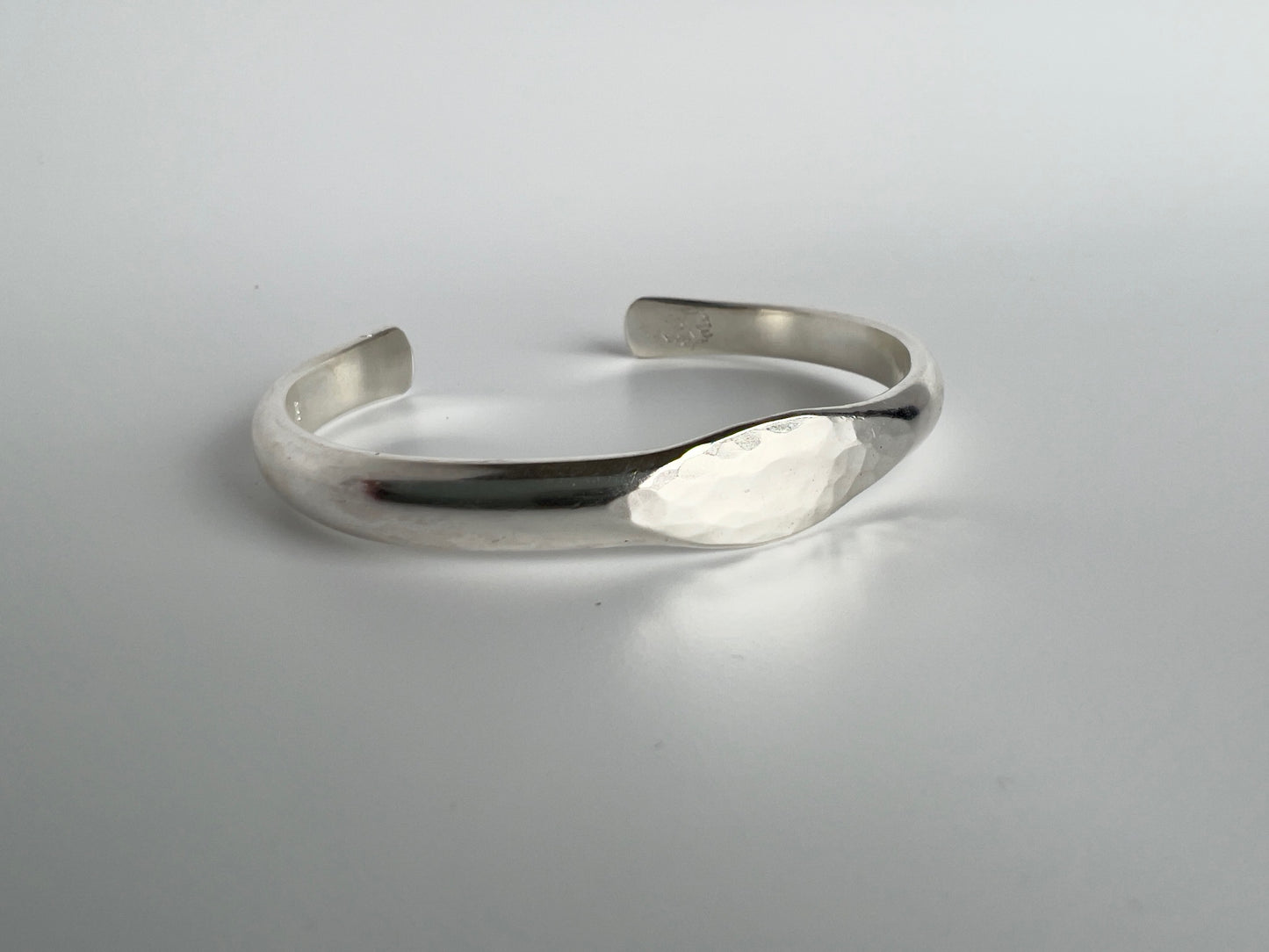 Hammered ‘Top’ Sterling Silver Cuff