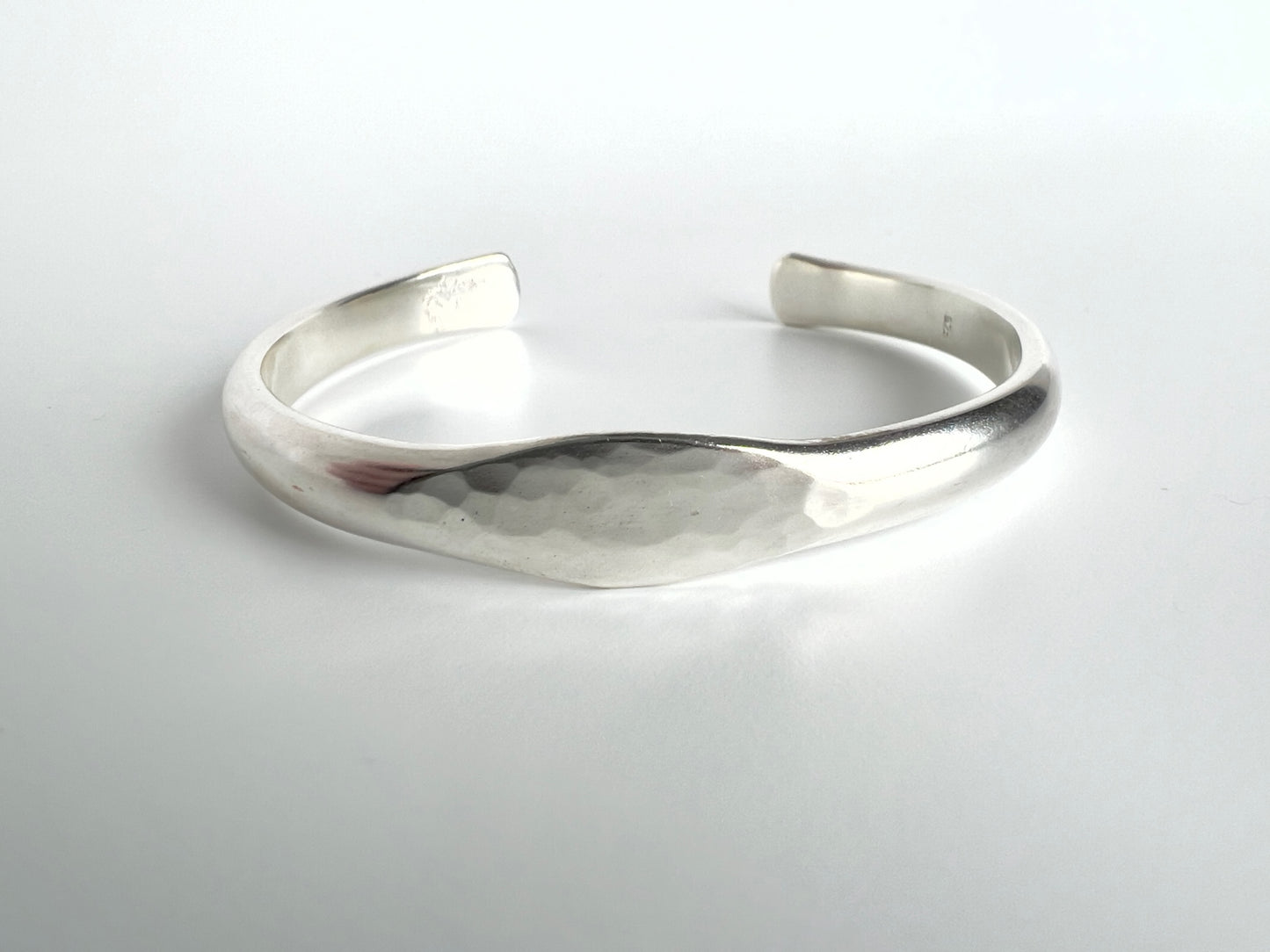 Hammered ‘Top’ Sterling Silver Cuff